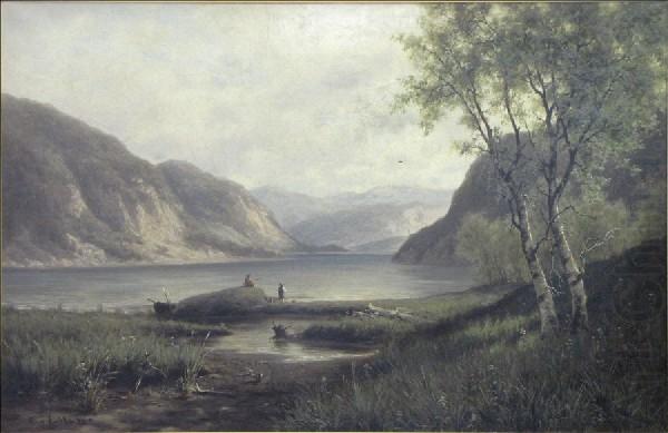 Paul Paeschke Mountain lake fishing. china oil painting image